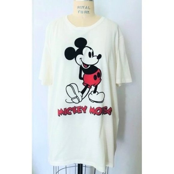 MICKEY MOUSE OLD NAVY DISNEY CREAM RED VELVET FLOCKED T-SHIRT XL NWT - Picture 8 of 8